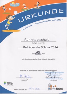 Urkunde Ball über die Schnur